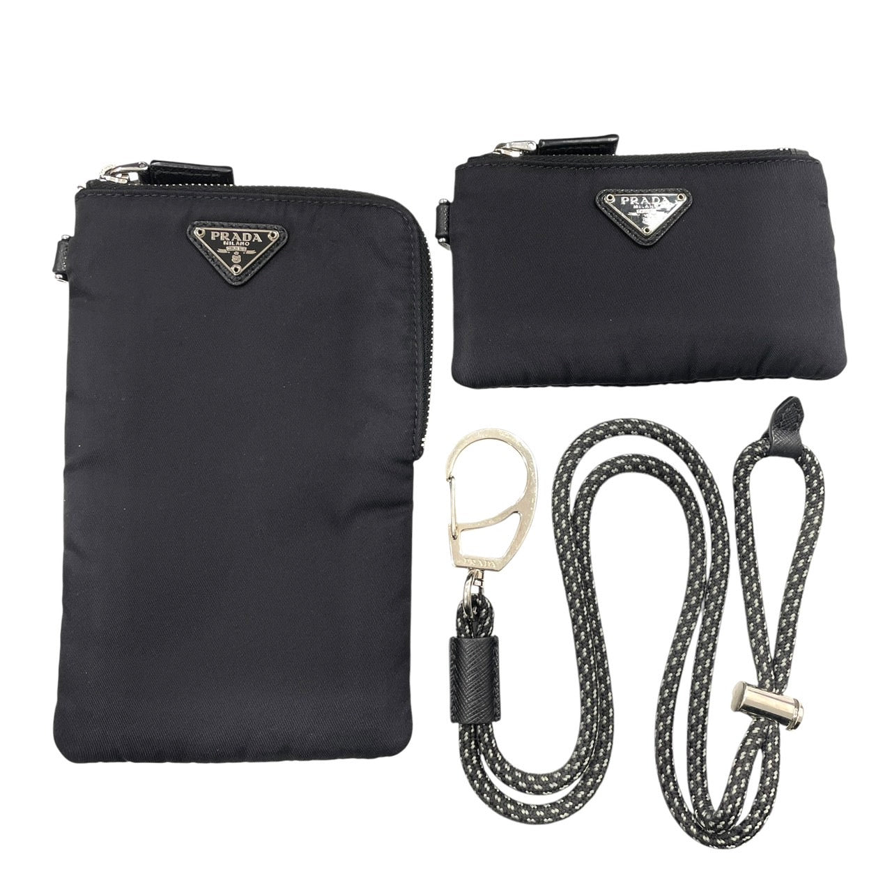 PRADA 普拉達 LOGO長型萬用收納包 尼龍 黑色