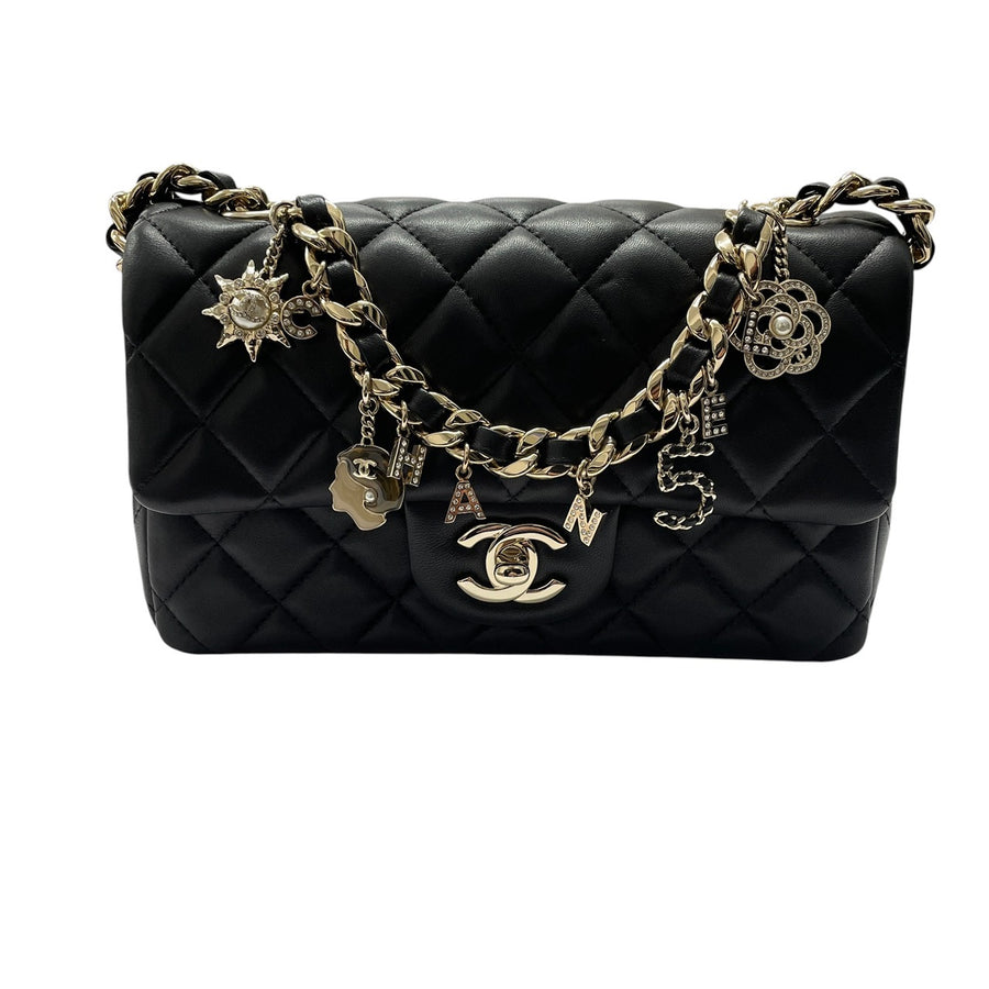 CHANEL 香奈兒 AS2326 COCO 20 肩背包 羊皮 黑色 金釦