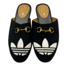GUCCI 古馳 ADIDAS X GUCCI 聯名系列 SUEDE HORSEBIT MULES 馬銜扣穆勒鞋 麂皮 黑色