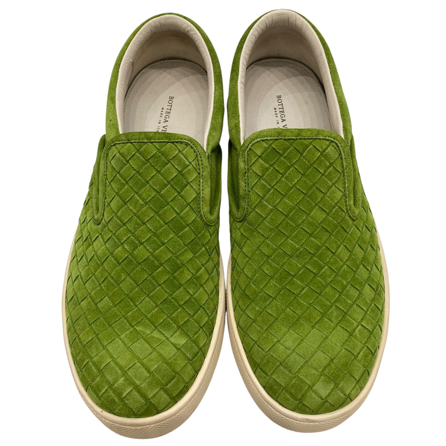 BOTTEGA VENETA 寶緹嘉 編織麂皮懶人鞋  綠色 40