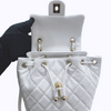CHANEL 香奈兒 後背包 荔枝牛皮 白色 金扣