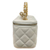 CHANEL 香奈兒 VANITY CASE 長型化妝鍊帶包 羊皮 白色 金釦