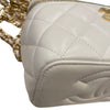 CHANEL 香奈兒 VANITY CASE 長型化妝鍊帶包 羊皮 白色 金釦