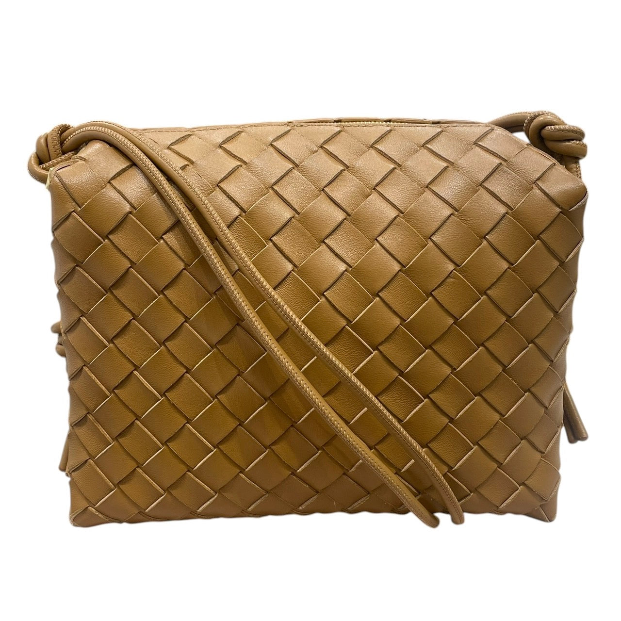 BOTTEGA VENETA 葆蝶嘉 INTRECCIATO 編織相機包 牛皮 焦糖色