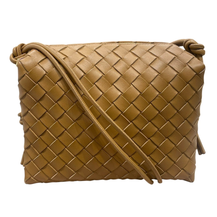 BOTTEGA VENETA 葆蝶嘉 INTRECCIATO 編織相機包 牛皮 焦糖色