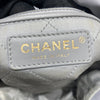 CHANEL 22 鏈條束口肩背包 小羊皮 灰藍色 金色金具