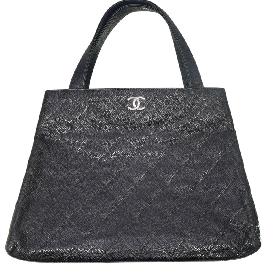 CHANEL 香奈兒 托特包 荔枝牛皮 黑色 金釦