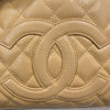 CHANEL 香奈兒 A22476 Pre-Owned 2003 CC 荔枝牛皮 肩背包 奶茶色 金釦