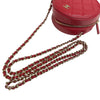 CHANEL 香奈兒 AP0245 MATELASSE ROUND MINI 圓餅包 荔枝皮 紅色 金釦