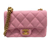 CHANEL 香奈兒 肩背包 心形調節釦 CF18 荔枝牛皮 粉色 金釦