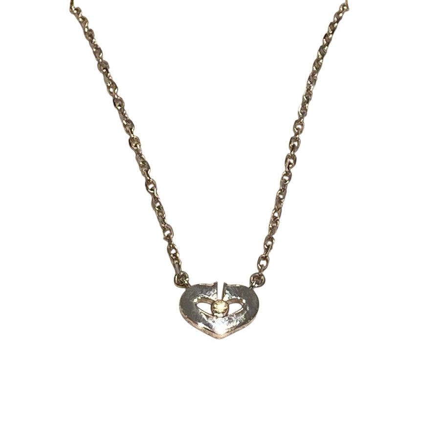 CARTIER 卡地亞 C HEART DIAMOND NECKLACE 心形單鑽白金項鍊 18K白金 鑽石