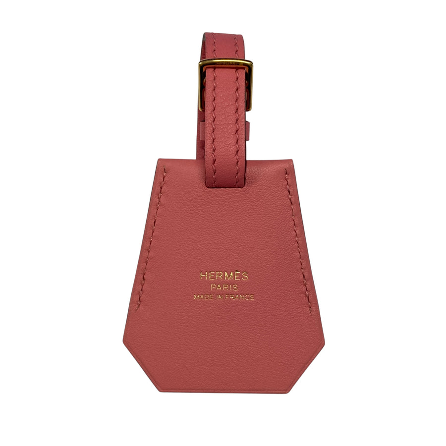 HERMES 愛馬仕 Clochette 皮革 吊牌 粉紅色 金釦