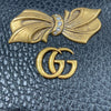 GUCCI 古馳 GG Marmont 蝴蝶結中夾 524300 皮革 黑色 金釦