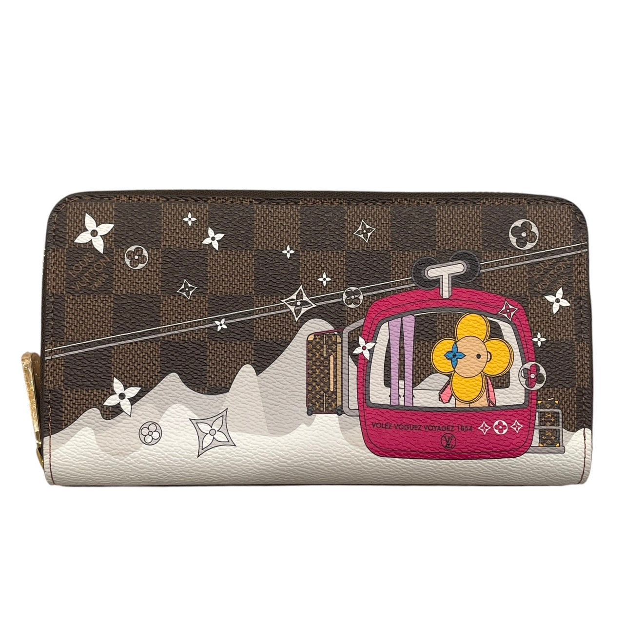 LOUIS VUITTON 路易威登 N60257 ZIPPY WALLET 拉鍊長夾 PVC帆布 VIVIENNE棋盤格 棕色 金釦