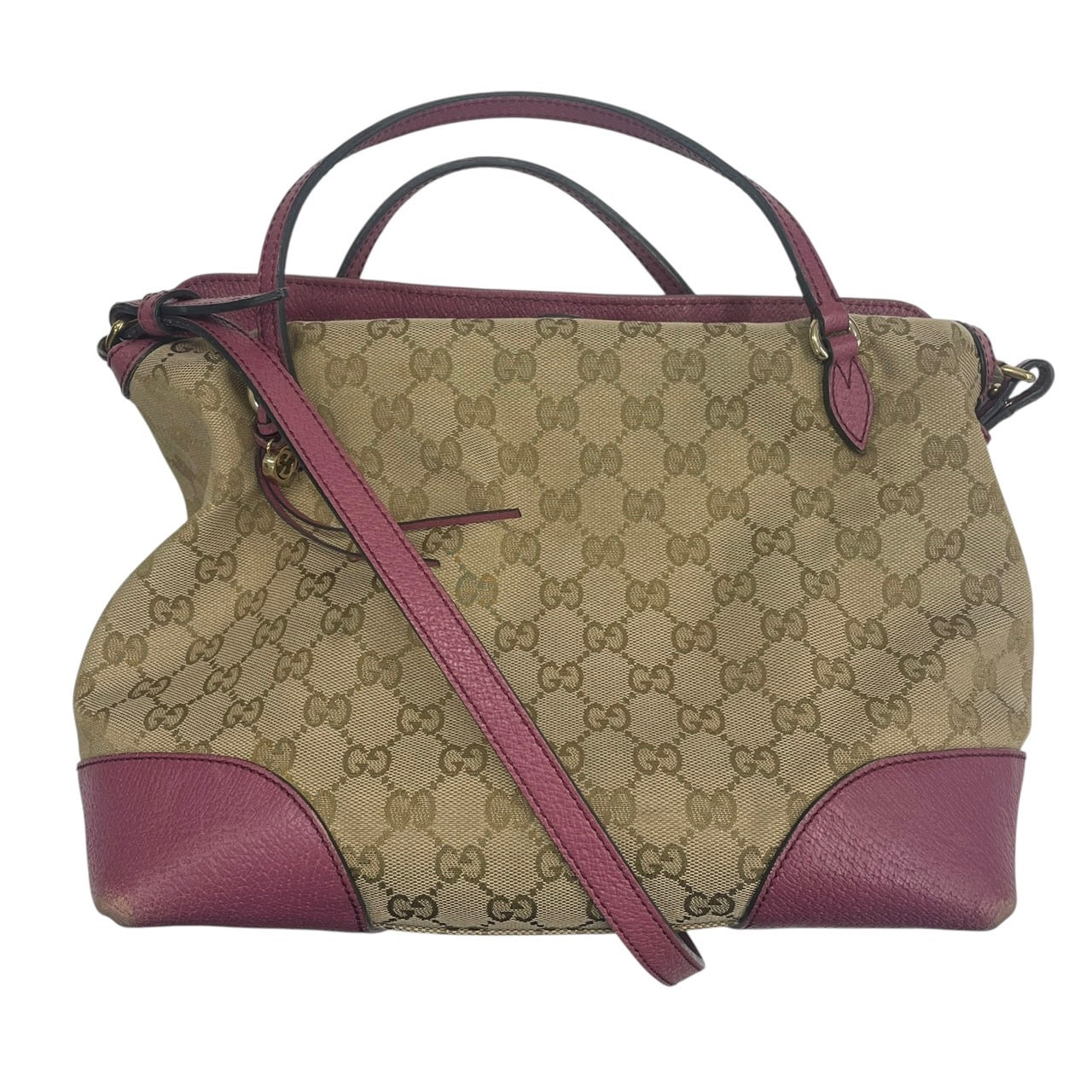 GUCCI 古馳 353120 老花兩用包 帆布 老花 粉色 金釦