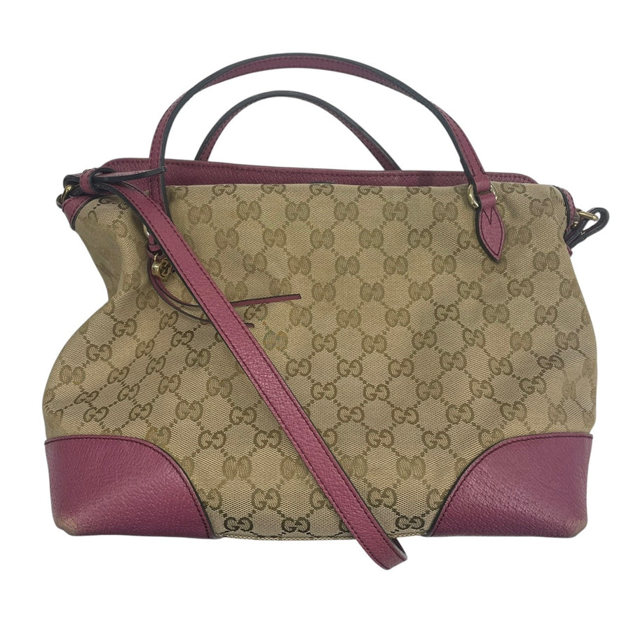 GUCCI 古馳 353120 老花兩用包 帆布 老花 粉色 金釦