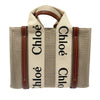 CHLOE 克羅伊 WOOHDY 2 WAY BAG 小號肩背手提兩用包 帆布/小牛皮 淺褐色 銀釦