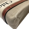 CHLOE 克羅伊 WOOHDY 2 WAY BAG 小號肩背手提兩用包 帆布/小牛皮 淺褐色 銀釦