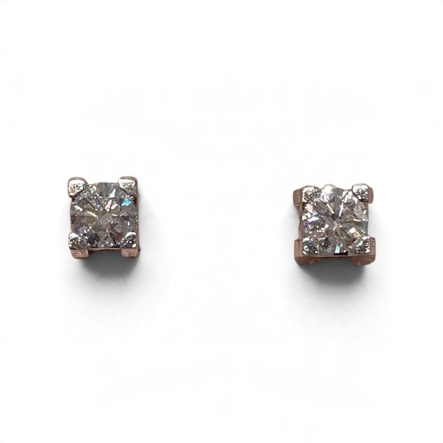 CARTIER 卡地亞 單鑽耳環 K18WG 0.24ct+0.25ct