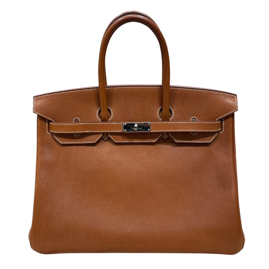 HERMES 愛馬仕 BIRKIN 35 柏金包 福寶馬鞍皮 金棕 銀釦