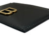 BALENCIAGA 巴黎世家 HOURGLASS CARD HOLDER 沙漏系列卡夾 亮面牛皮 黑色 金釦