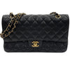 CHANEL 香奈兒 MATELASSE CF25 肩背包 荔枝牛皮 黑色 金釦