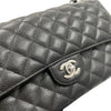 CHANEL 香奈兒 MATELASSE CF25 肩背包 荔枝牛皮 黑色 銀釦