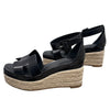 HERMES 愛馬仕 SEMELLE CUIR 楔型涼鞋 黑色 38碼