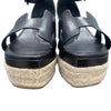HERMES 愛馬仕 SEMELLE CUIR 楔型涼鞋 黑色 38碼