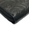 CHANEL 香奈兒 CAMELLIA EMBOSSED ZIP LONG WALLET 山茶花壓紋長夾 小羊皮 黑色 銀釦