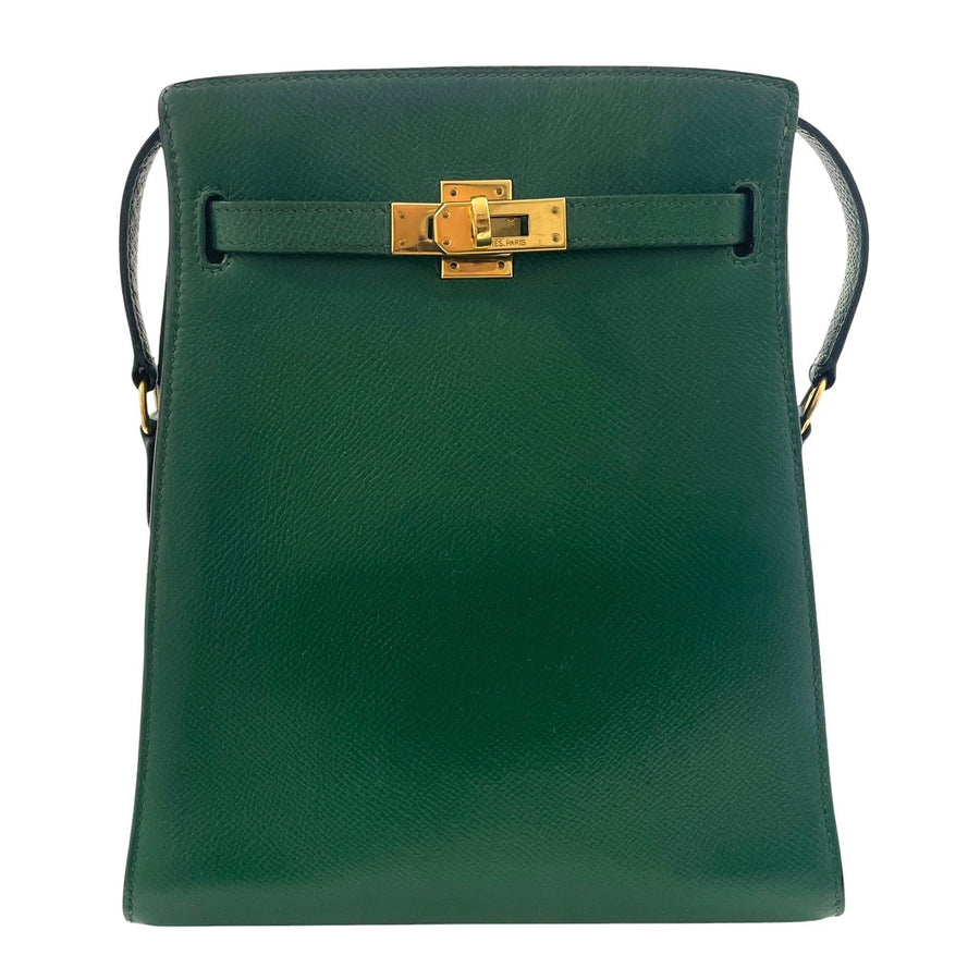 HERMES 愛馬仕 KELLY SPORT 側背凱莉包 EPSOM皮革 翡翠綠 金釦