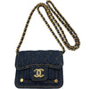 CHANEL 香奈兒 AP3349 迷你丹寧鍊條包 丹寧布 深藍色 金釦