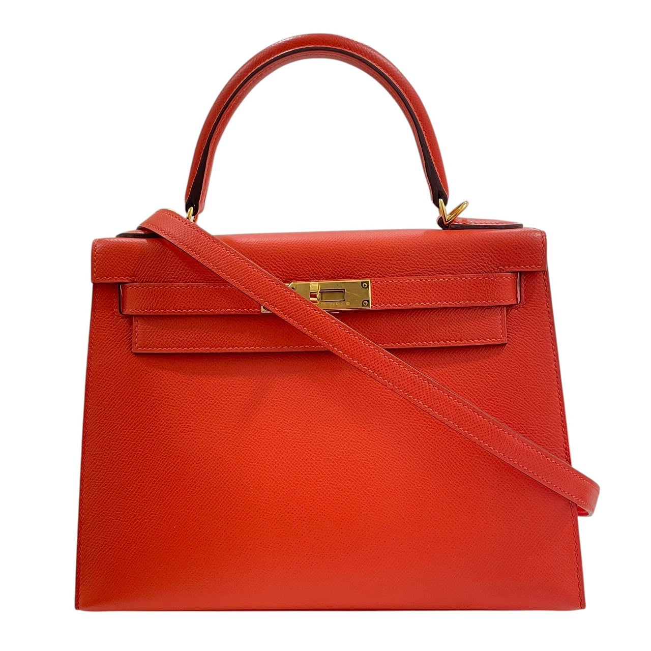 HERMES 愛馬仕 KELLY 28 凱莉包 EPSON 橘色系 金釦