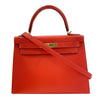 HERMES 愛馬仕 KELLY 28 凱莉包 EPSON 橘色系 金釦