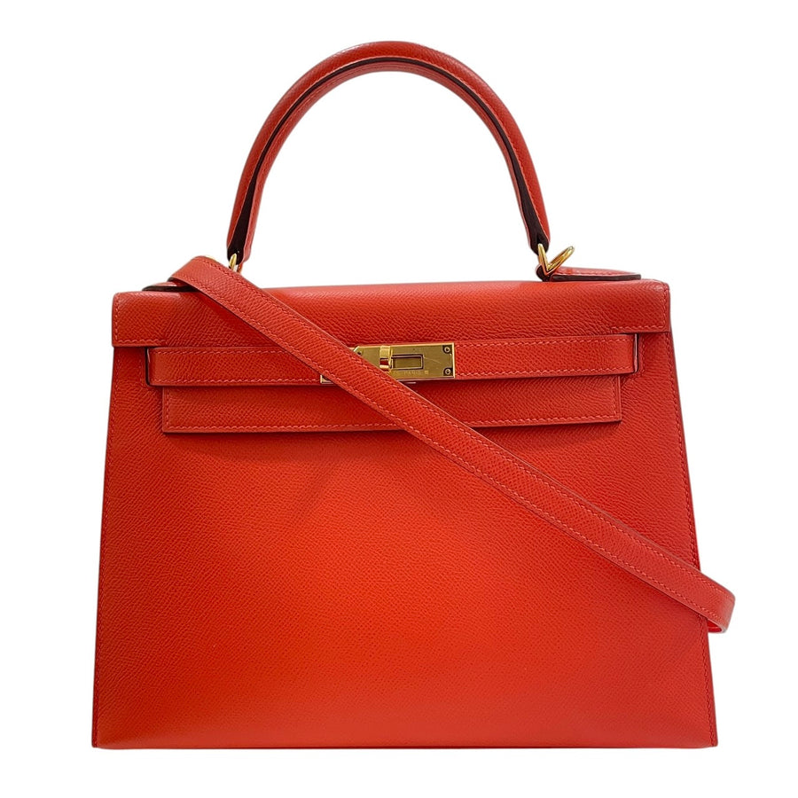 HERMES 愛馬仕 KELLY 28 凱莉包 EPSON 橘色系 金釦