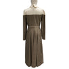 FENDI 芬迪 2018 秋冬系列 VIRGIN WOOL SHIRTDRESS 雙色拼真絲翻領羊毛百褶連衣裙