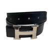 HERMES 愛馬仕 CONSTANCE BELT 38mm H皮帶 BOX皮 黑色 銀釦 SIZE:75