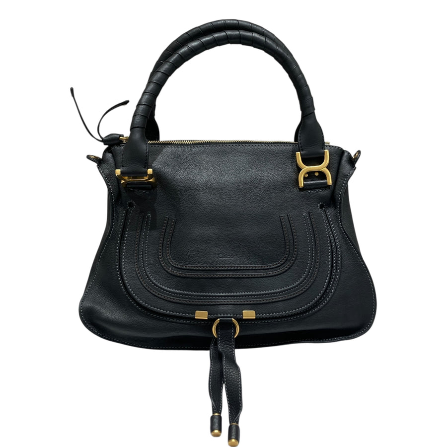 CHLOE 克羅伊 MARCIE BAG MEDIUM 中號馬鞍手提肩背包 牛皮 黑色 金釦