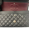 CHANEL 香奈兒 MATELASSE CF25 25公分口蓋包 荔枝牛皮 黑色 銀釦