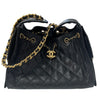CHANEL 香奈兒 25 HOBO MINI 肩背包 荔枝牛皮 黑色 金釦