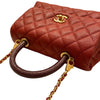 CHANEL 香奈兒 COCO HANDLE 手提兩用包 荔枝牛皮 紅色系 金釦