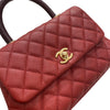 CHANEL 香奈兒 COCO HANDLE 手提兩用包 荔枝牛皮 紅色系 金釦