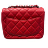 CHANEL香奈兒 MINI SQUARE CLASSIC FLAP BAG 紅色 羊皮 銀釦