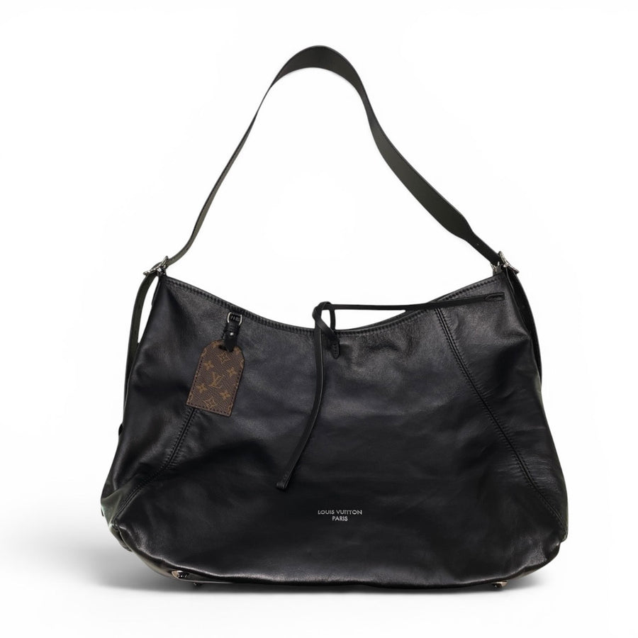 LOUIS VUITTON 路易威登 M25143 CARRYALL VIBE MM 肩背包 皮革 黑色 銀釦