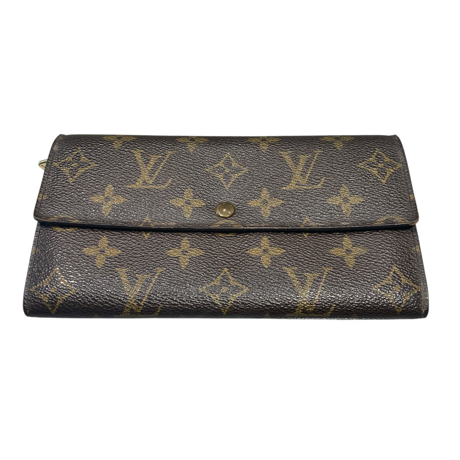 LOUIS VUITTON 路易威登  PORTEFEUILLE SARAH M61734 棕色 帆布 金釦