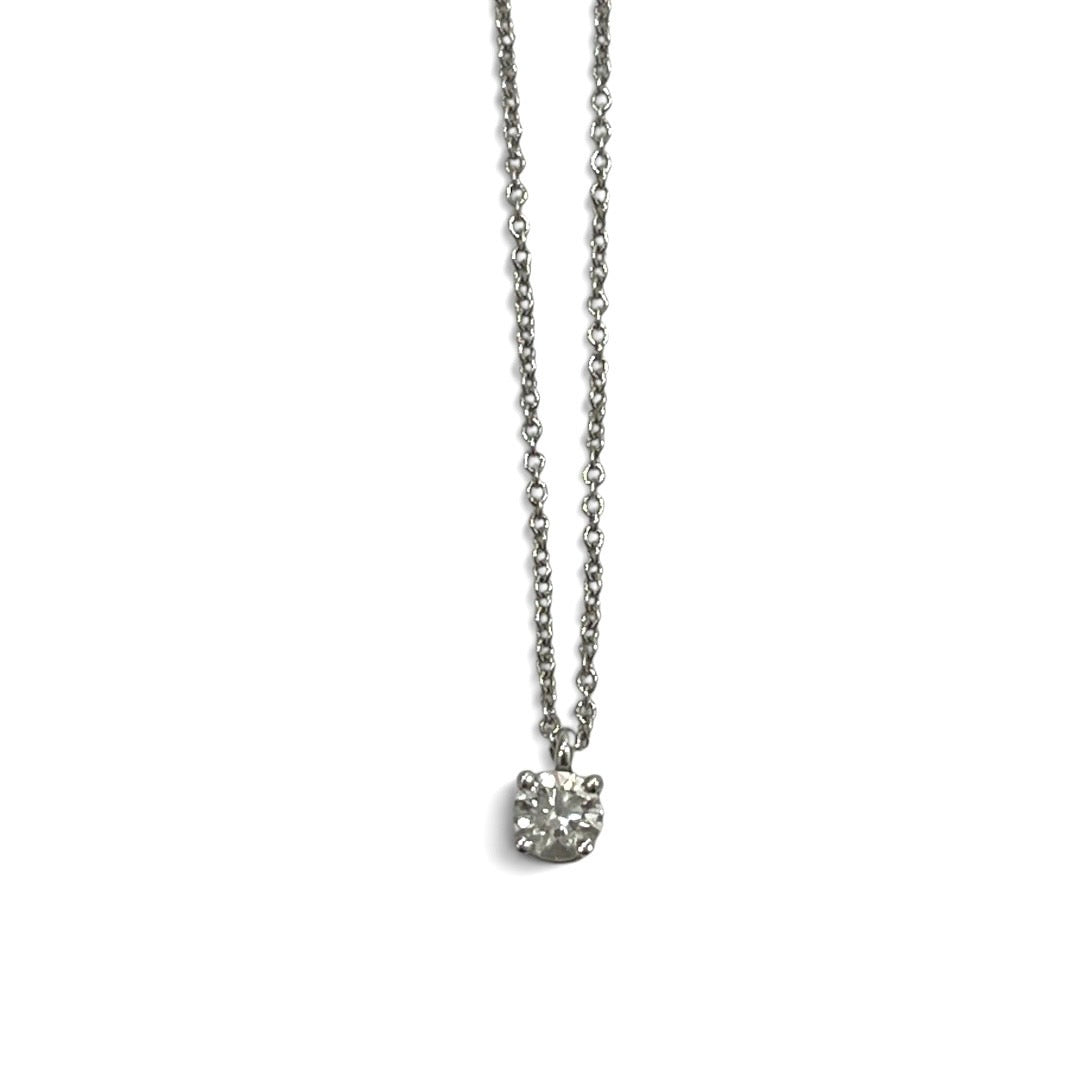 TIFFANY&CO. 蒂芙尼 白金單鑽項鍊 K18WG 0.29克拉