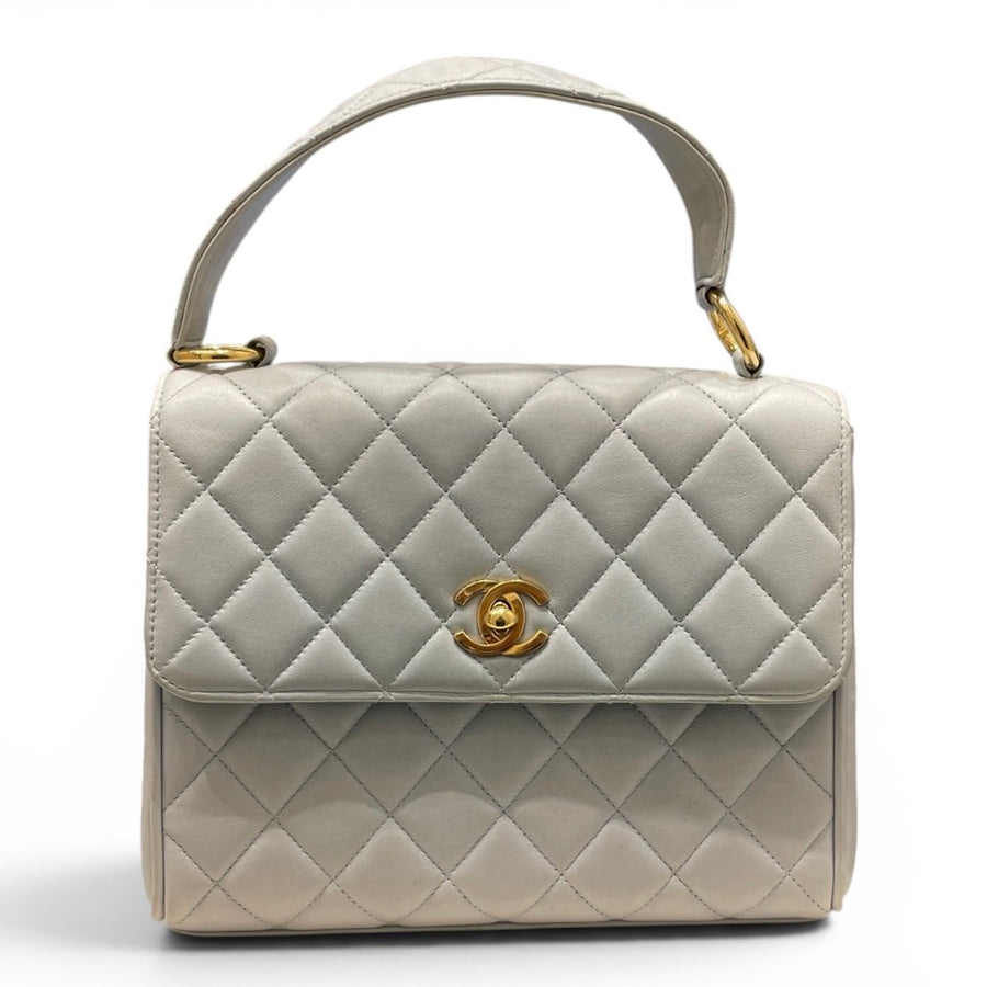 CHANEL 香奈兒 TRENDY CC 漸層菱格手提包 小羊皮 漸層藍白 金釦