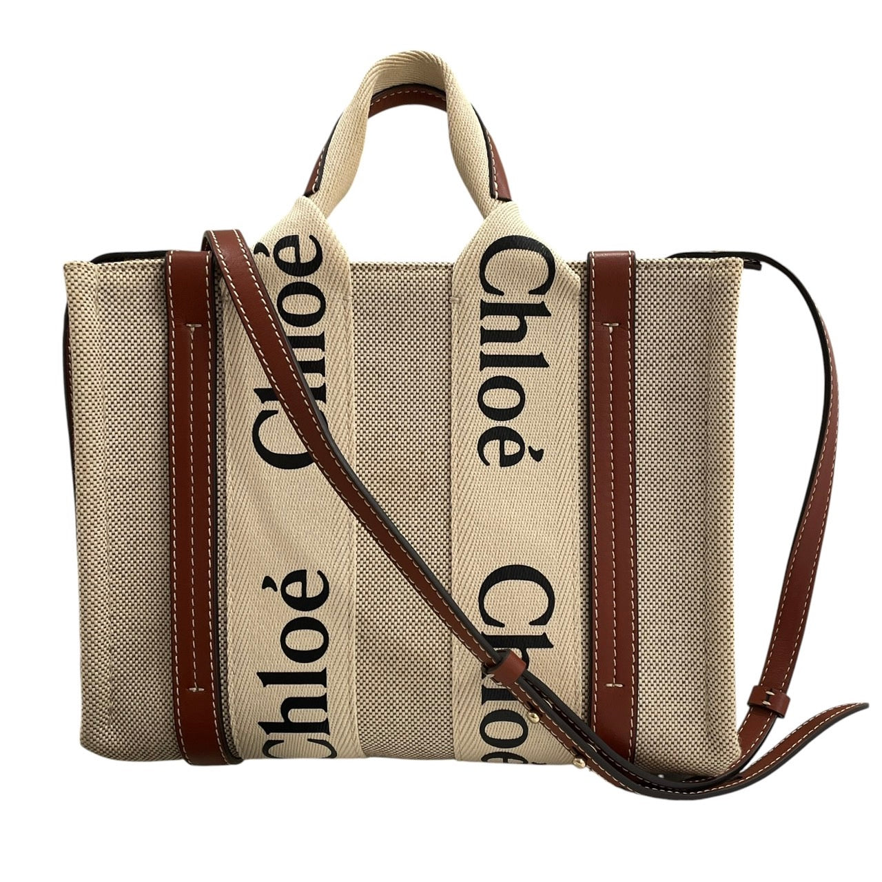 CHLOE 克羅伊 WOODY 小號帆布托特包 帆布 棕色