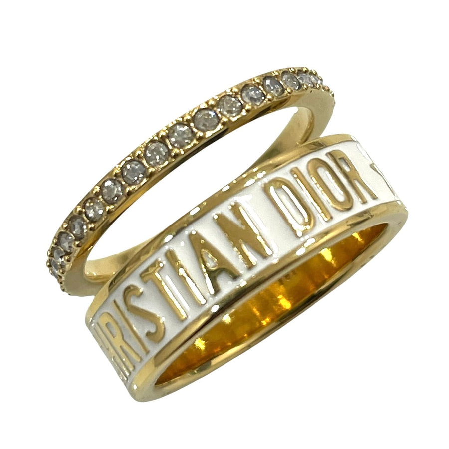 DIOR 迪奧 DIOR CODE 戒指組 合金/水晶鑽 金色 M碼