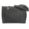 CHANEL 香奈兒 GST 托特包 荔枝牛皮 黑色 銀釦